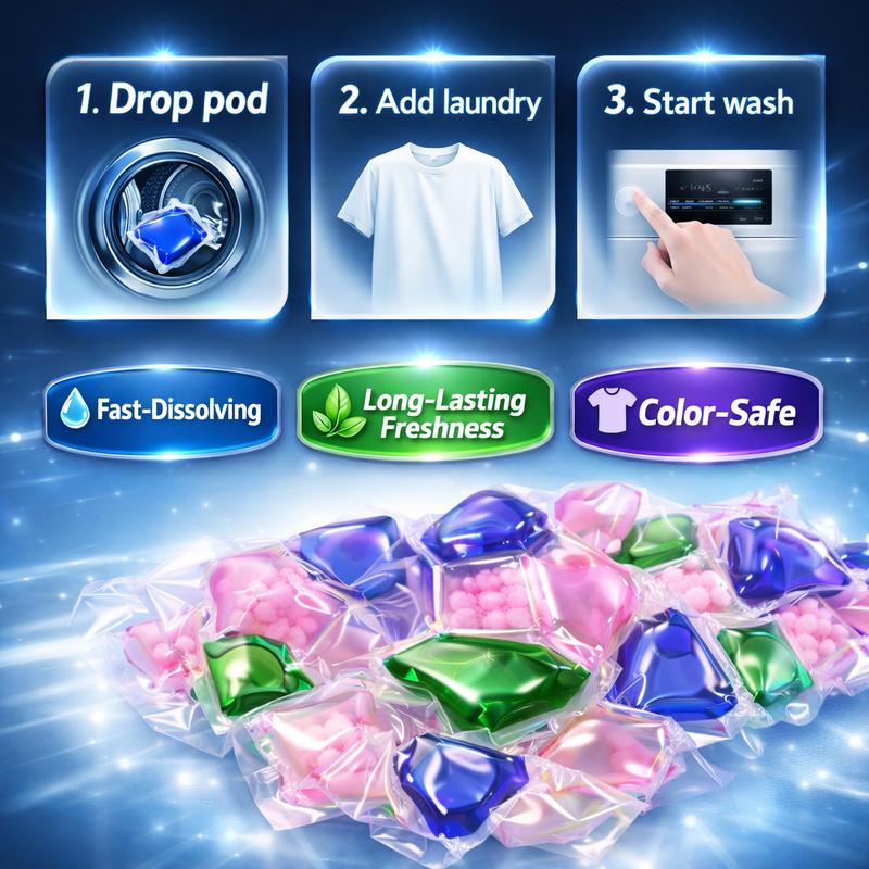 5-in-1 Laundry Detergent Pods (50 Count) with Coconut Sea Breeze Scent Booster – Toss & Wash Heavy Duty Stain Remover Pods
