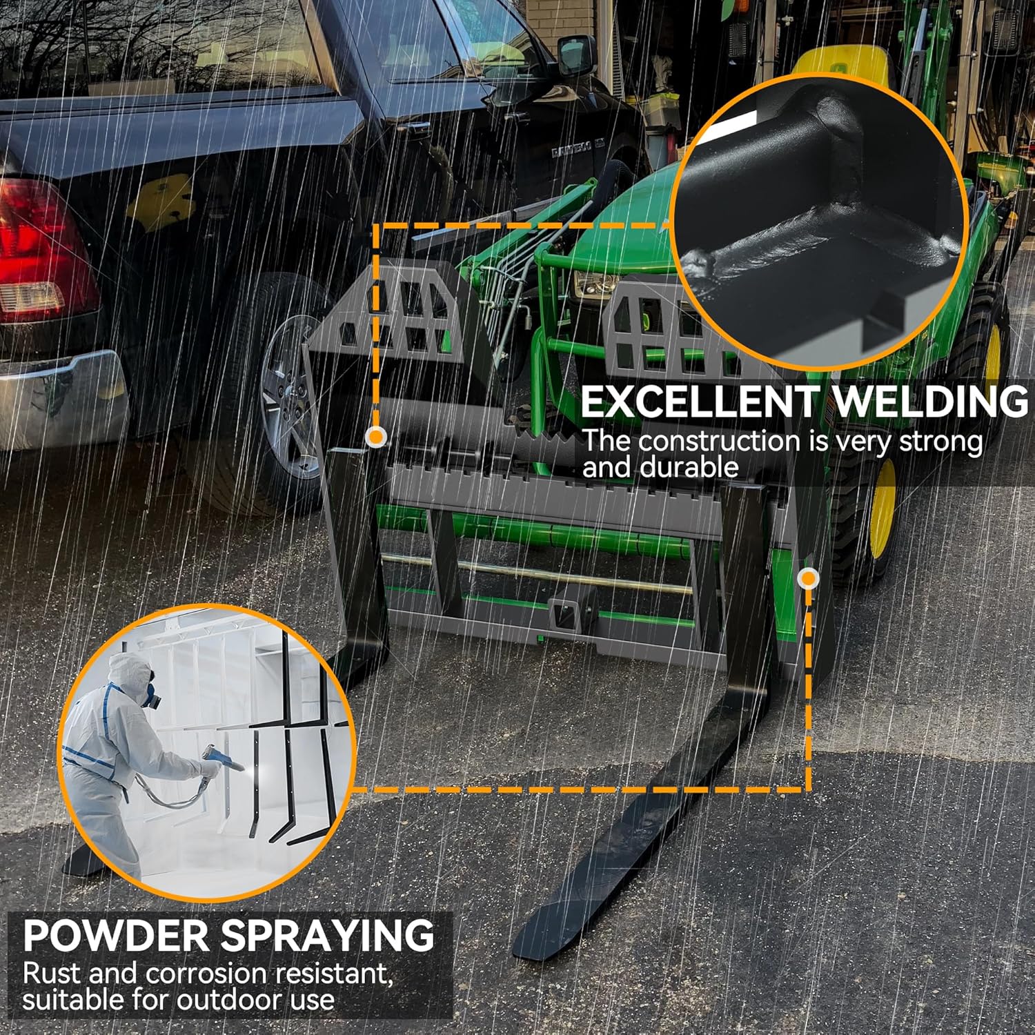 YINTATECH 45" Skid Steer Pallet Fork Frame Pallet Forks 4000lbs 48" Fork Blades for Kubota Bobcat Skid Steer Quick Tach Loaders Tractors skid steer