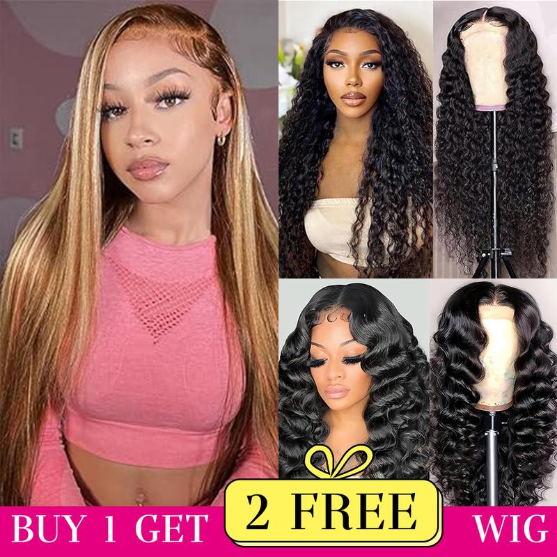 [Combo sale 24"&22"&22"] buy 1 get 3 wig' 13x4 Curly Wave Hair Lace Front Wigs Human Hair Hair Pre Plucked HD Transparent Lace Frontal Human Hair Wigs 180% Density