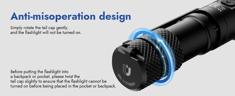 WUBEN L1 Dual-Swivel Head Flashlight, 2000 Lumen High Lumens Rechargeable Light, Dual Light Sources, IP68 Waterproof Magnetic Camping Flashlight for Home Outdoors Emergency, TikTokShopBlackFriday