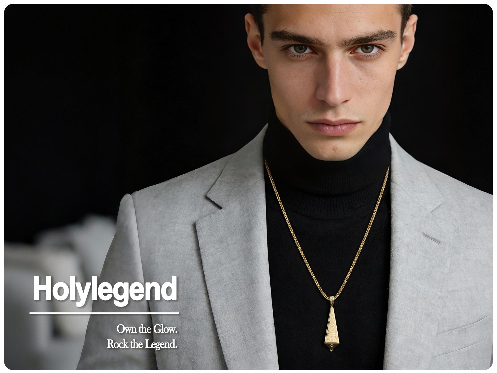 Holylegend 14K Real Gold Plated Ancient Egyptian Hieroglyph Amulet Necklace – Lucky Charm Protection Jewelry for Men and Women