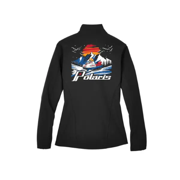 Women's Polaris 70's Vintage Snowmobile Jacket - Black Fleece Polyester Reflective Tops, Coats with Spandex, Pocket for a Flattering Fit