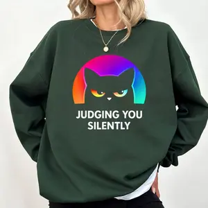 Funny Cat for Cat Lover Mom Dad Cat Judging You Silently Sweatshirt