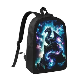 Cosmic Dragon Backpack - Large Capacity School Bag with Adjustable Shoulder Straps, Lightweight Bookbag for Teens, Boys & Girls, Zipper Closure, Durable Bookbag for School, Travel, Everyday Use - Perfect Gift for Fantasy Fans, Student Essentials, Vibrant