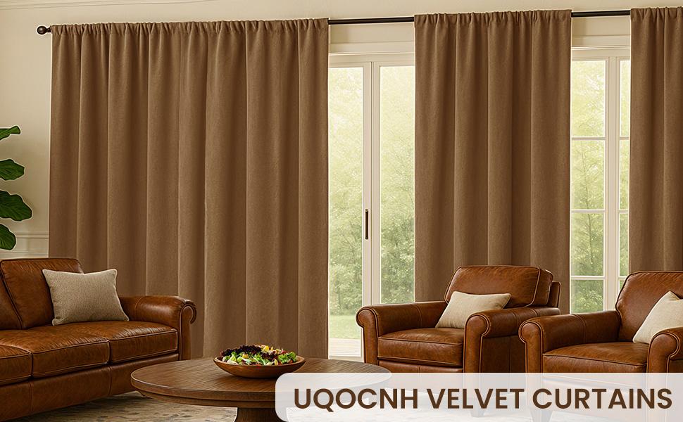 Shilucheng Velvet Blackout Curtains 2 Panels 52"W x 84"L, Thermal Insulated Room Darkening Drapes, Noise Reducing Energy Saving for Living Room Bedroom, Rod Pocket & Back Tab