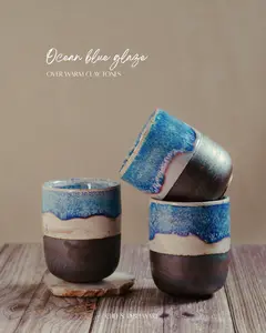 Handmade Ceramic Espresso Cup – Ocean Blue Glaze Pottery Coffee Cup (8.5 oz / 270 ml)