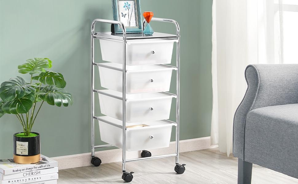 【Heavy Duty】Yaheetech 10-Drawer Rolling Storage Cart with Lockable Wheels Versatile Multi-Purpose Organizer for School Office Home Beauty Saloon Craft Free Gloves