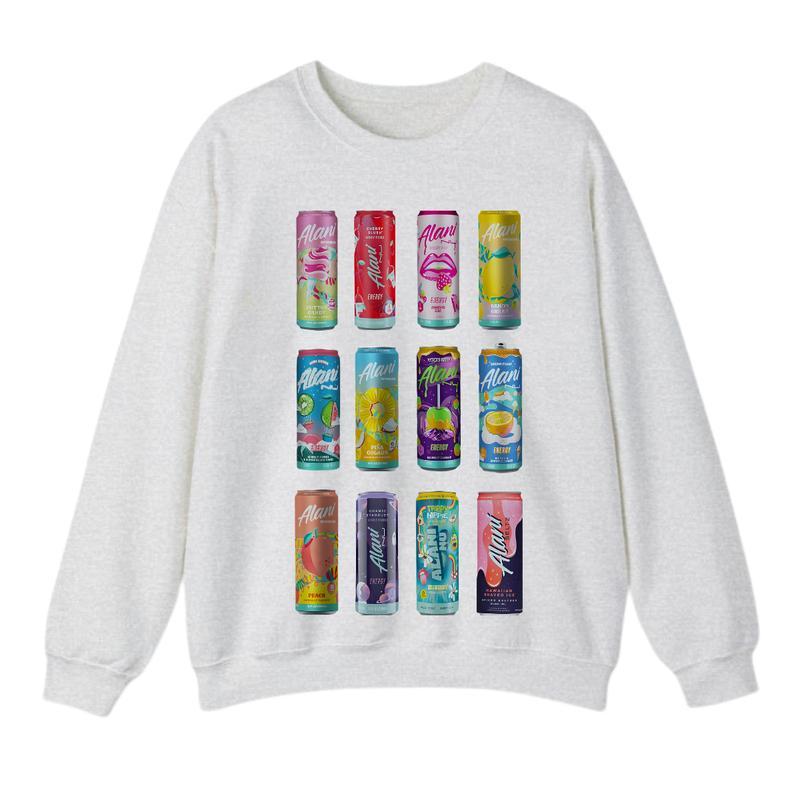 Alani Nu Energy Drink Sweatshirt, Graphic Cotton Crewneck For Women, Soft Fabric Casual Streetwear, Long Sleeve Pullover Top, Trendy Daily Wear Sweatshirt, Gift For Men And Women, Classic Cotton Full Colors Sweatshirt