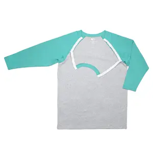 Teal Adult Raglan Chemo Port Access Tee Shirt Unisex Top