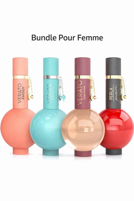 Bundle Pour Femme | Verato Delicate | Verato Amber | Verato Pour Femme | Perla Passion - Edp 3.4 oz By Mirada Perfumes Bundle Pour Femme | Verato Delicate | Verato Amber | Verato Pour Femme | Perla Passion - Edp 3.4 oz By Mirada Perfumes