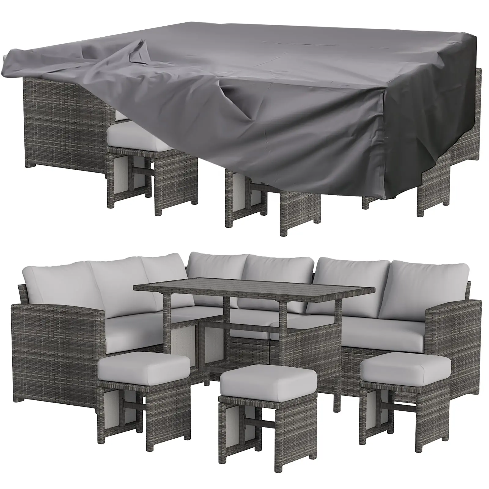 Grey Rattan&light Grey Cushion With Cover