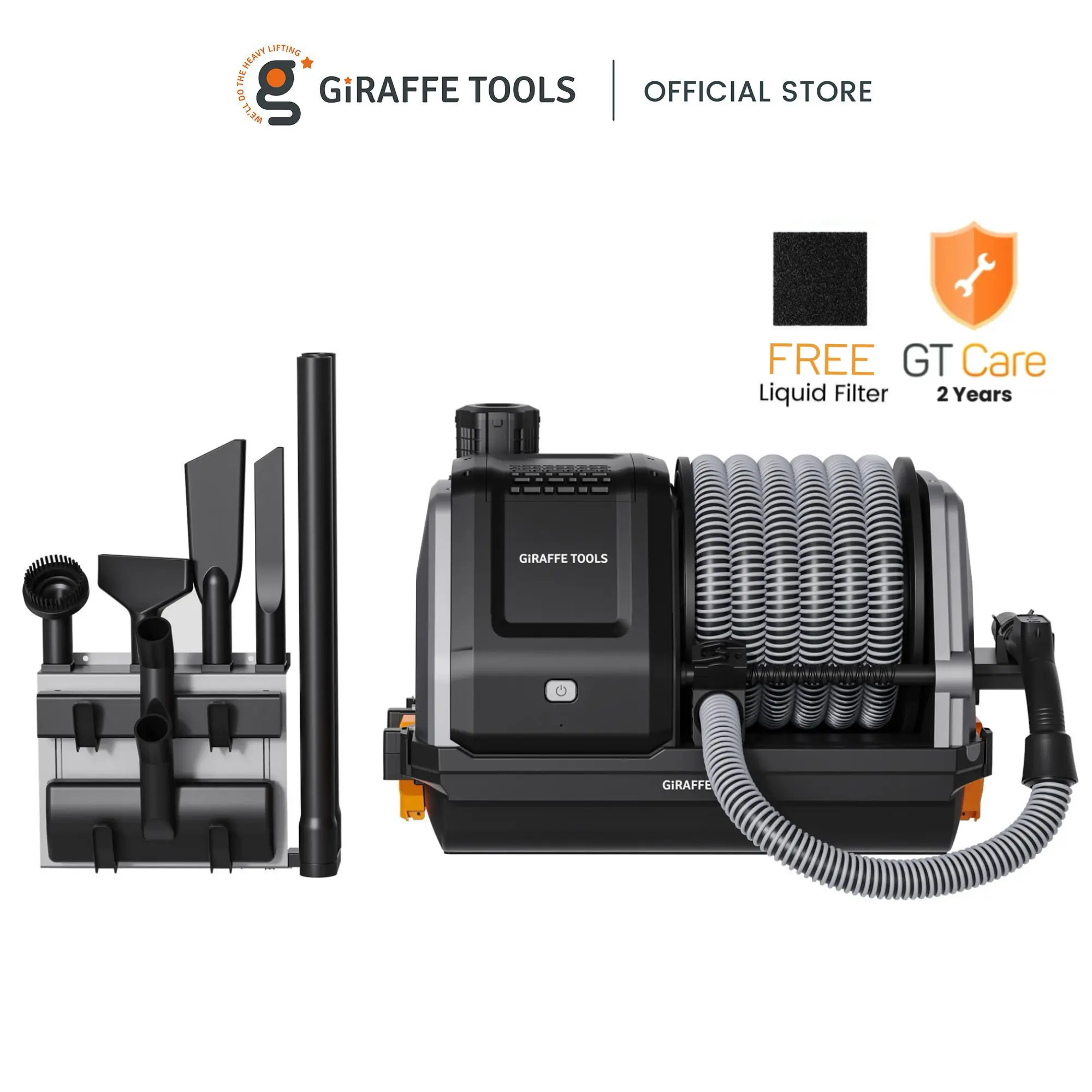 [BackToSchool] Giraffe Tools Wall-mounted Grandstorm Retrctable Vacuum Cleaner 30ft hose with On-Touch Remote, Instant control, HGTV Editors' Clean Home Awards 2026,  6 Nozzles 20KPA Suction 4.5 Gallon Dustbin, Replaceable Filter for Wet Dry Home Cleaning