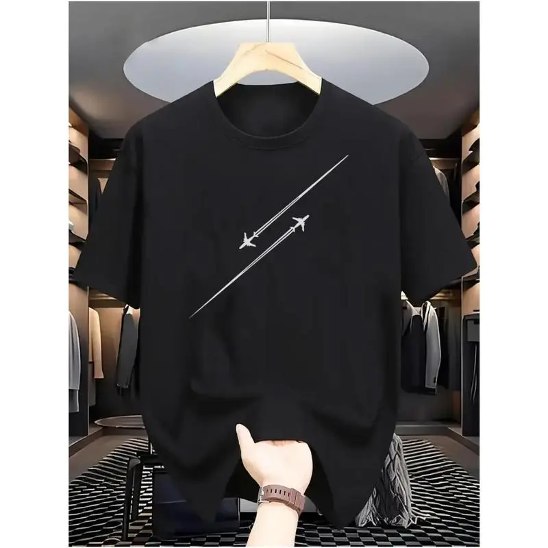 Men'S Aviation Flight Path Graphic T-Shirt - Minimalist Plane Lines Design, Soft Breathable Everyday & Formal Wear, All-Season Casual Tee for Pilots & Aviation Enthusiasts - Everyday Essential, Pilot Shirt, Comfortable Fit Shirt graphic tee