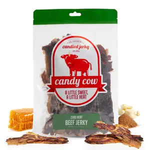 Candy Cow Zero Heat Sweet, 5oz Bag, Candied Beef Snack – Pure Sweet Flavor, Melt-in-Your-Mouth Sticky Beef Candy, No Spice Sweet Meat Treat for Flavor Lovers and Snack Fans, Resealable Bag