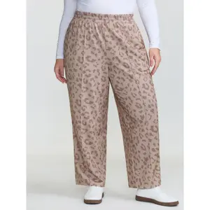 【Summer Turn-Up】【Butter Soft】BlOOMCHIC Plus Size Leopard Seamed Shirred Waistband Pants [M-6X] 2026 Summer Pick for Mother's Day