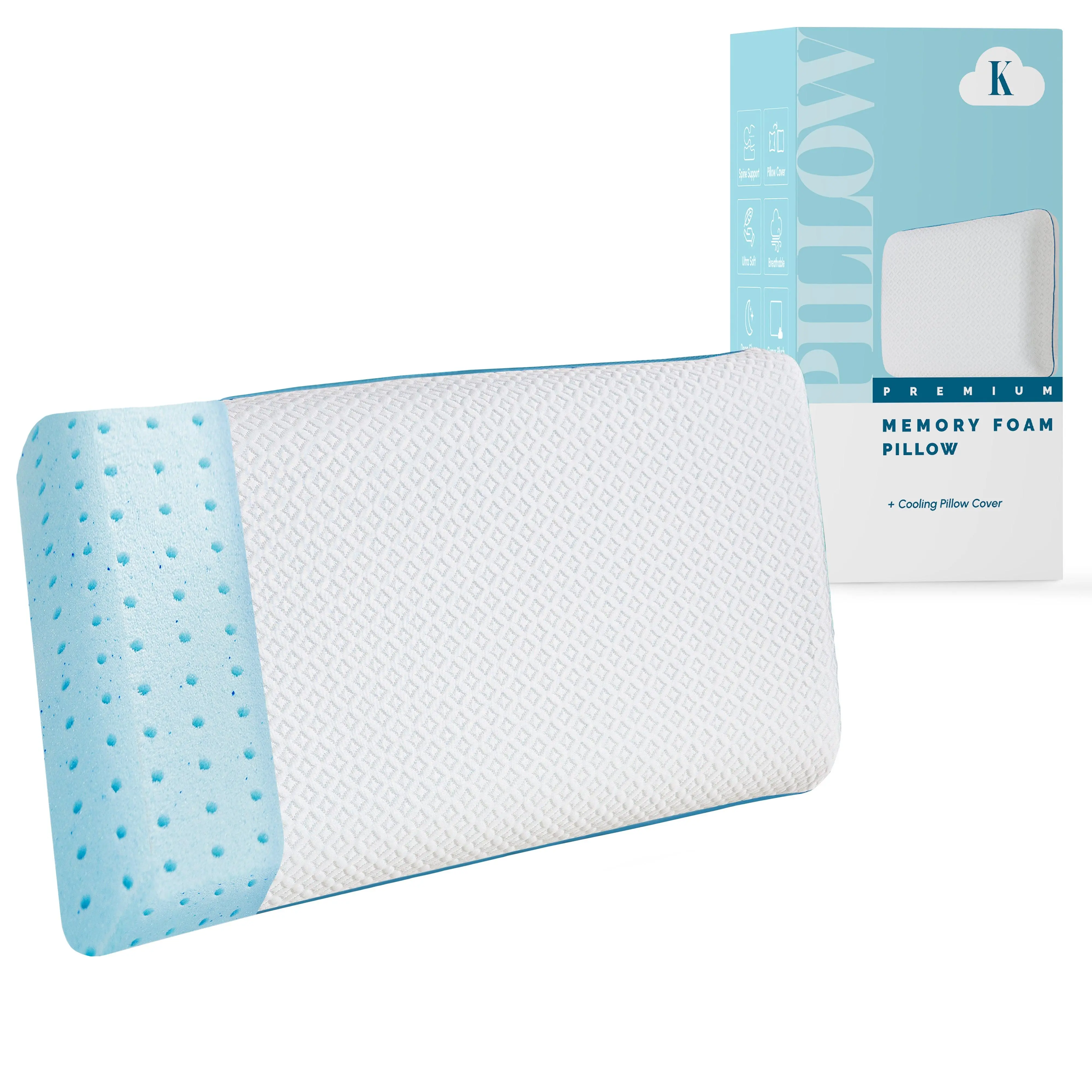 Elegant Comfort Cooling Memory Foam Pillow – Gel-Infused for Temperature Regulation & Neck Support