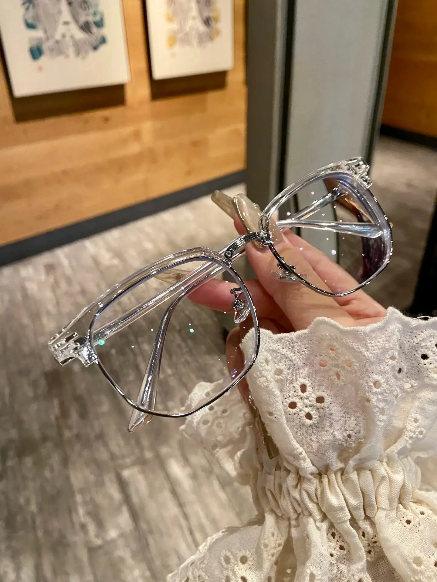Tears of Crystal Series Blue Light Blocking Glasses Retro Clear View for Eye Protection Computer Vision Glasses Men Women Computer Gaming Glasses Rectangle TR90 Frame Anti Eyestrain Stylish Lentes Classic Summer Eyewear Eyeglasses Set