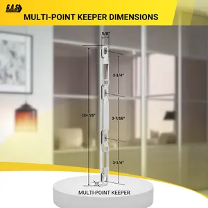 10-7/8" Sliding Glass Door Multi-Point Keeper for 2 Point Mortise Lock - Stainless Steel