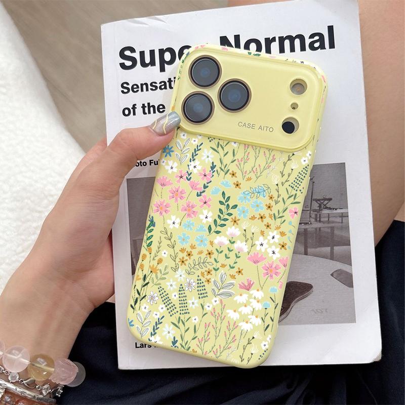 Fresh Floral Print Phone Case for iPhone 17 Pro Max 17Air 17 16E 16 15 14 13 12, Ultra Skin-Friendly TPU, All-Inclusive Glass Lens Protection, Aesthetic Flower Pattern Gift, Dopamine Ins Style Summer Cover, Shockproof Slim Case, Lens Window Design