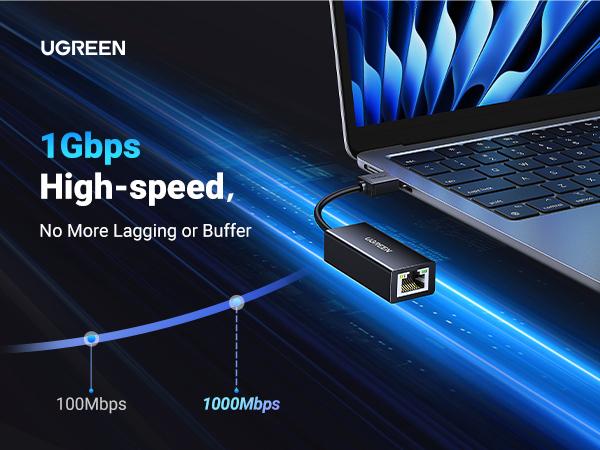 UGREEN USB to Ethernet Adapter, 1000Mbps Plug and Play Ethernet Adapter with USB 3.0, Driver Free, RJ45 LAN Network Dongle Compatible with Nintendo Switch, Laptop, PC, MacBook, Windows, macOS, Linux