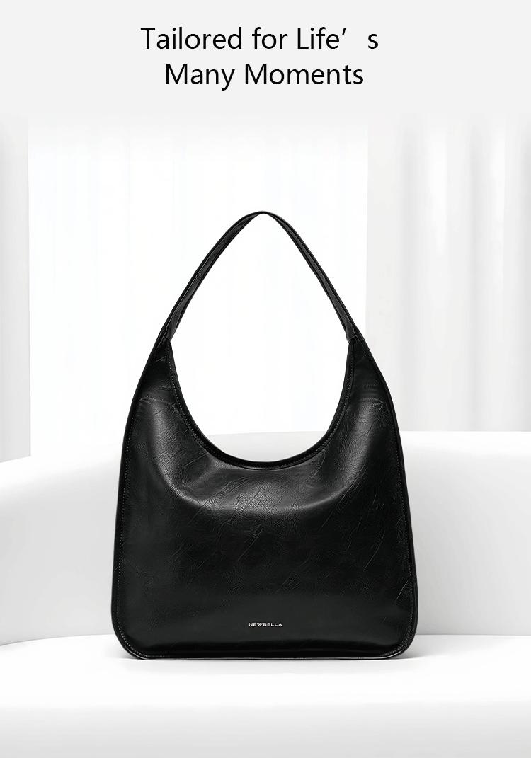 NEWBELLA Luna Pro Shoulder Bag in PU Leather - Sleek Solid Color Top Handle Bag with Zipper Closure for School & Commute - 48x12x44 cm dealsforyoudaysFallFreshness