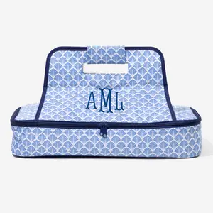 ML Marleylilly Monogrammed Casserole Carrier with Insulated Compartment and Velcro Drop Handle