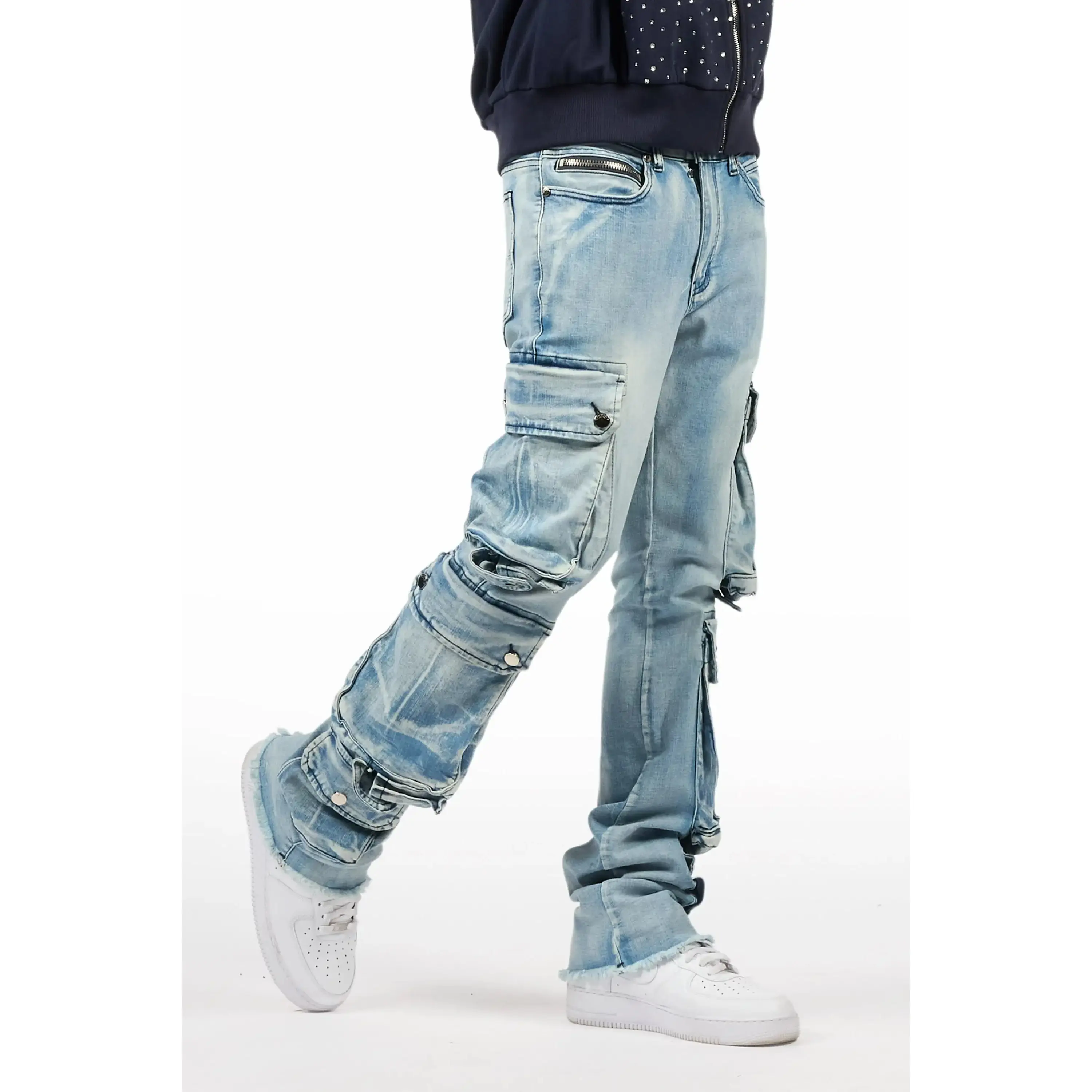 Cloudy Light Blue Stacked Flare Jean Cloudy Light Blue Stacked Flare Jean