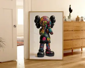 Printable Kaws Poster 3, Black Grafiti Hypebeast Figure Street Style Wall Art (Frame Not Included)