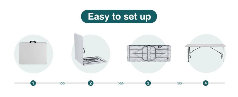 Plastic Folding Table Outdoor Indoor Heavy Duty Portable Table with Carrying Handle for Camping Picnic Party