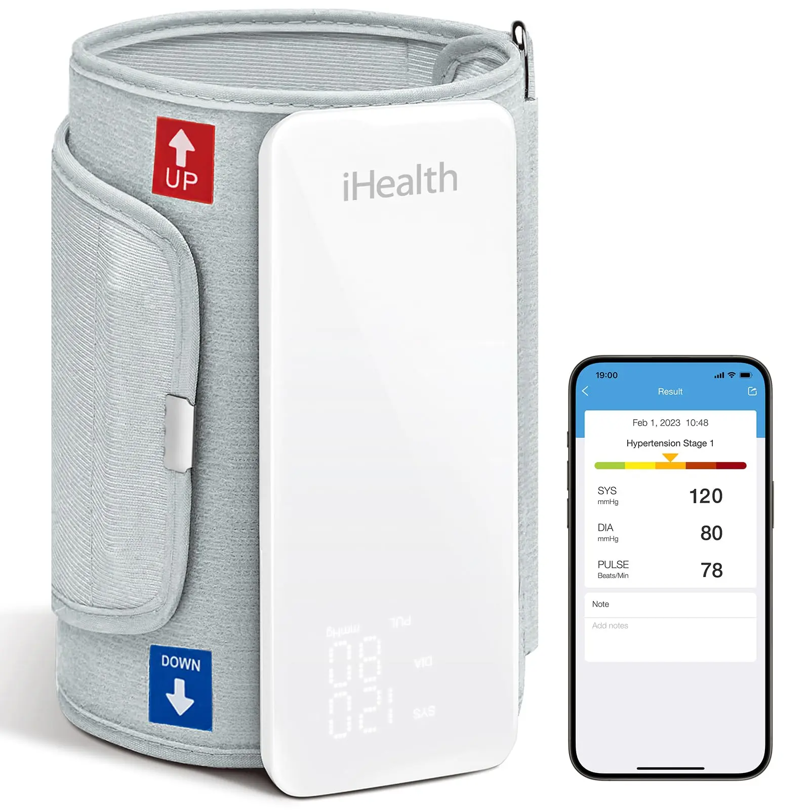 iHealth Neo Wireless Upper Arm Blood Pressure Monitor - Healthcare, Selfcare, Home Use Blood Pressure Monitor, Rechargeable BP Machine, HSA/FSA Eligible, Bluetooth, Ultra-Thin, Portable, App-Enabled for iOS & Android
