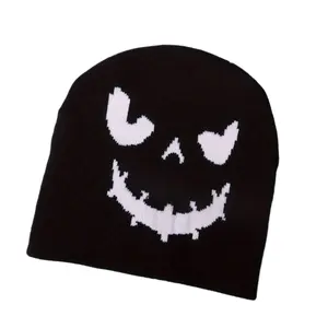 1pcs Halloween Knitted Hat Halloween Pumpkin Print Beanie Hat