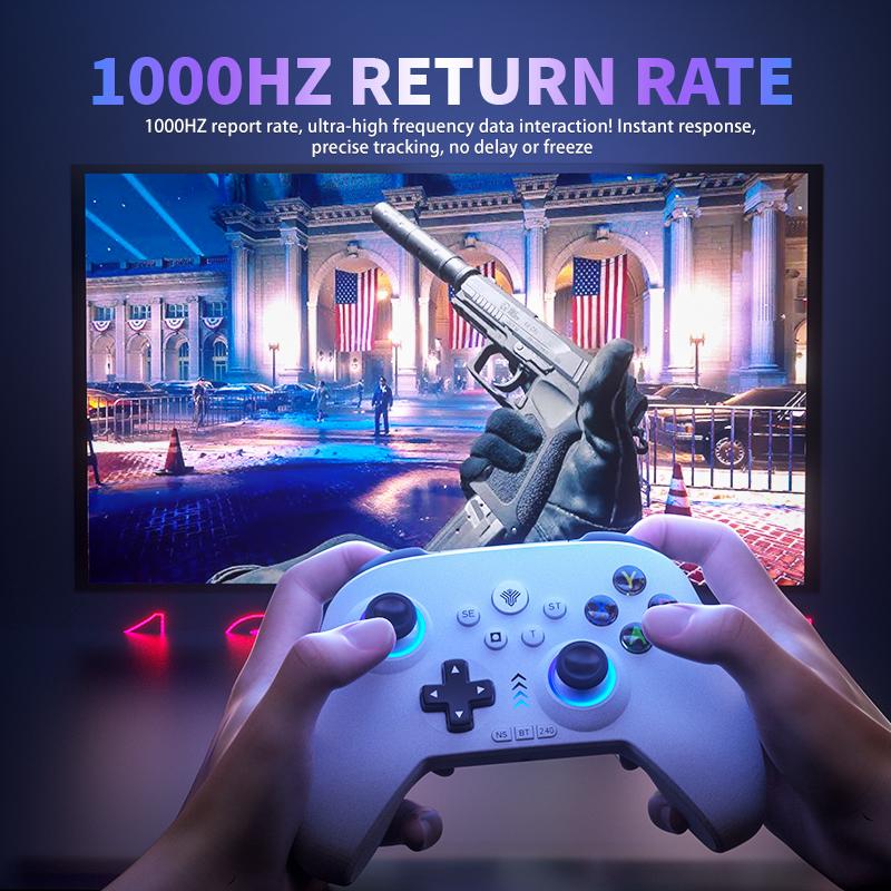 YUYIU Dawn Breaker No Stick Drift Wireless Pro Controller(Not ForXBox)  For PC Switch Steam with Hall Effect Sticks Linear Triggers Dual Vibration 6 Axis Gyro RGB Macro Buttons