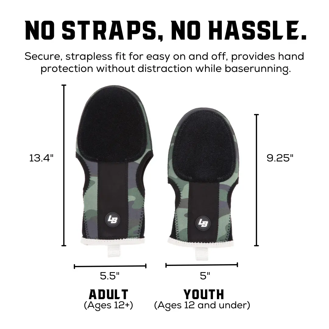 Legends Baseball l STRAPLESS Sliding Mitt | Baseball and Softball Sliding Mitt | Youth and Adult Sizes | Reversible to fit Right and Left-Handed Players |