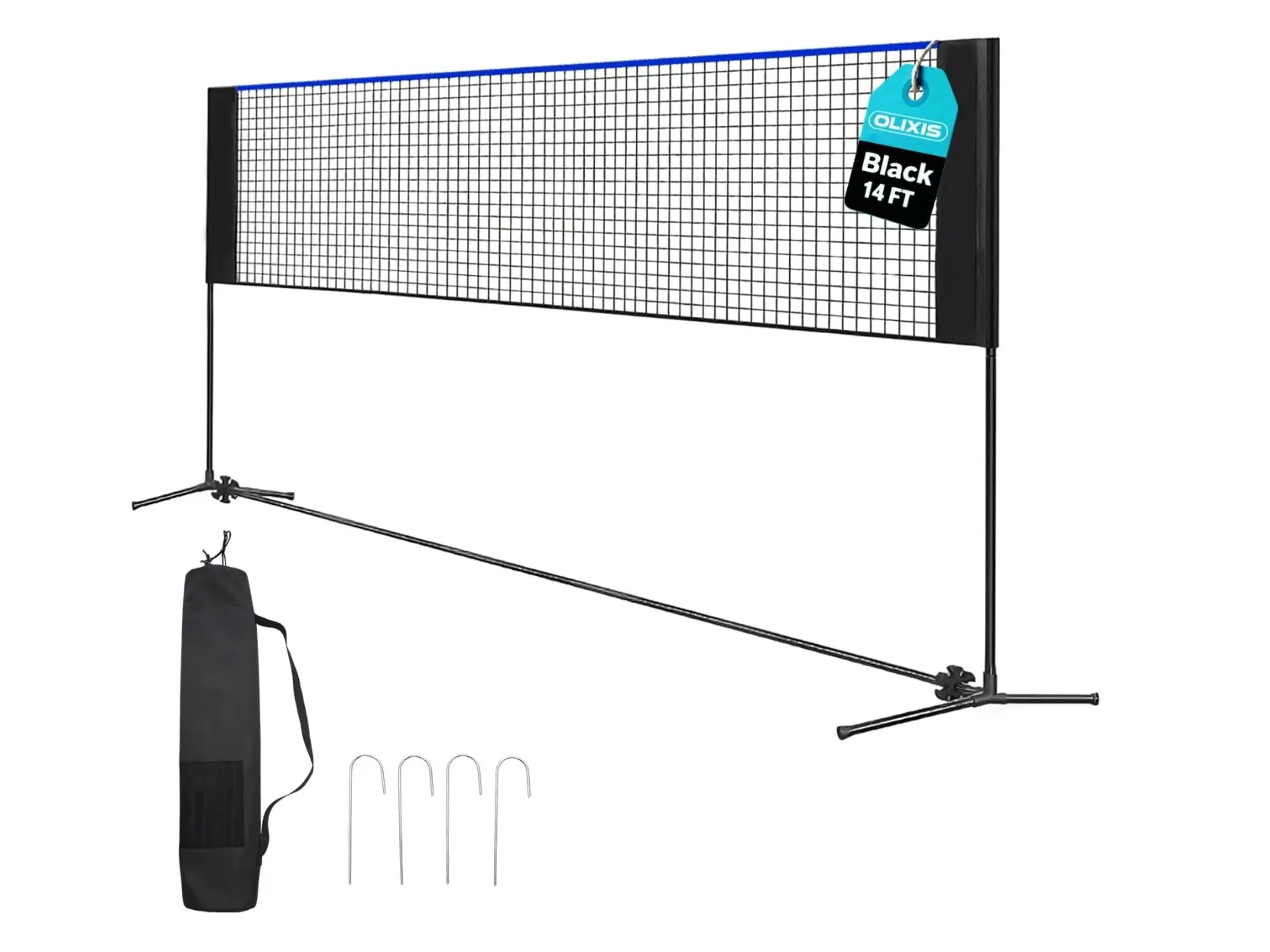 Portable Tennis Net for Backyard & Driveway, Height Adjustable Sports Net 2.79–5.1FT with Carry Bag, 10FT/14FT/17FT, Red or Blue