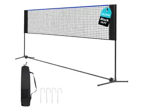 Portable Tennis Net for Backyard & Driveway, Height Adjustable Sports Net 2.79–5.1FT with Carry Bag, 10FT/14FT/17FT, Red or Blue