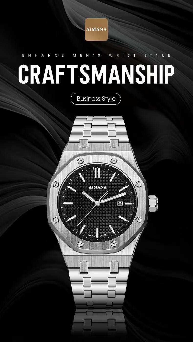Buy One Get One Free – AIMANA Fashion & Versatile Watch with Original Swiss Movement, Calendar Function, Mechanical Style, Sapphire Crystal, Alloy Strap, Luminous and Waterproof Design