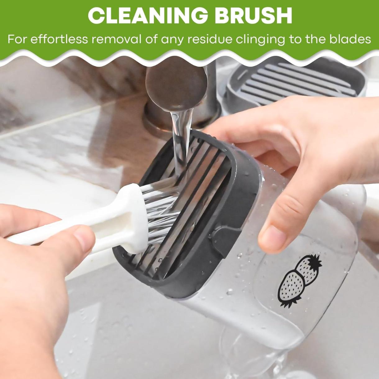 Upgrade Fruit Slicer, Multifunctional Strawberry Slicer with Cleaning Brush, Cup Slicers for Fruits and Vegetables(Gray)