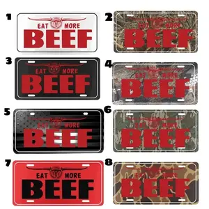 BEEF License Plate , Camo Plate Collection, For Hunting Lovers, 8 Color Options 12" x 6" Vanity Plate, Durable Aluminum Truck Car Accessories