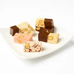 Andy Anand 28 bite-sized Roasted Almond Nougat Soft Nougat Brittle, Traditional European Turron Recipe Style, Nougat with Almonds - 7 Oz