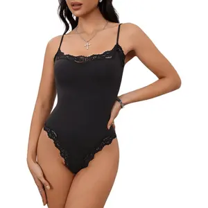 LACÉA Body Suit Square Neck Tops for Women Sleeveless Spaghetti Strap Tank Top