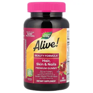 Nature's Way Alive!® Hair, Skin & Nails Premium Gummy, Strawberry, 60 Gummies