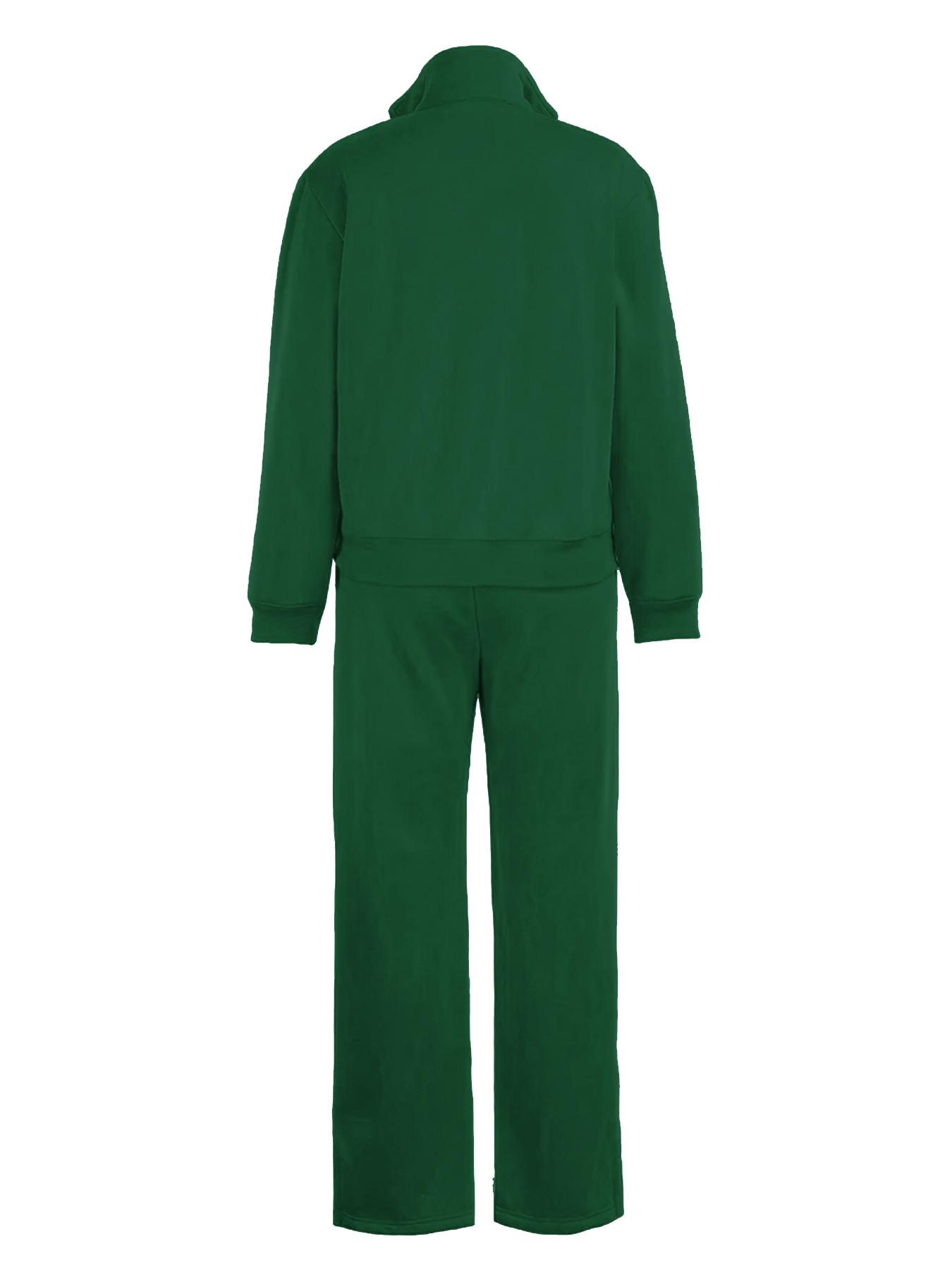 Women's Two-piece Set Solid Zip Up Funnel Neck Sweatshirt & Drawstring Waist Pants Casual Fall Winter Workout Sets Cozy Drop Shoulder Long Sleeve Top Pocket Trousers for Daily Outdoor Wear