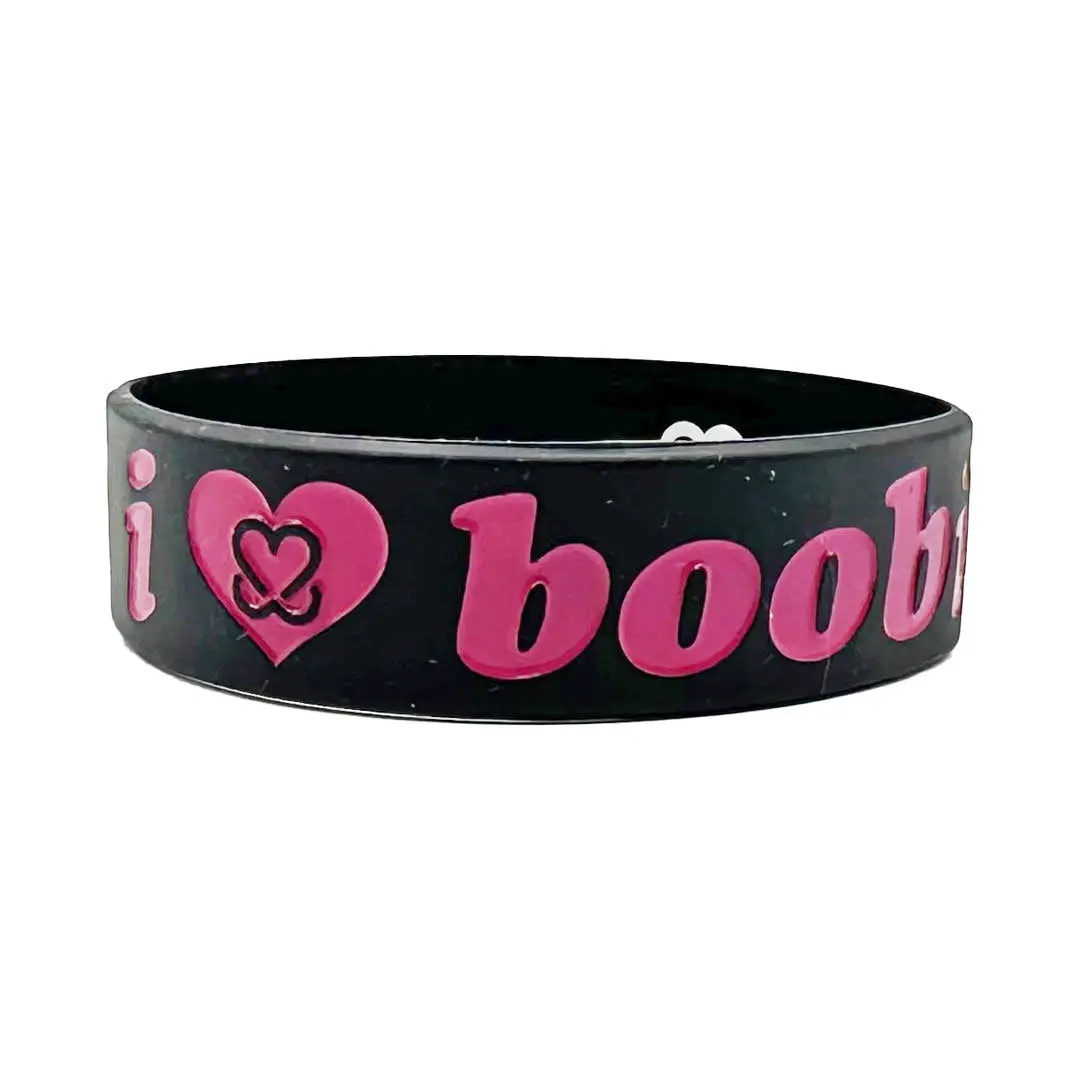 i love boobies! Classic Bracelet - Black Berry (Black / Fuchsia)