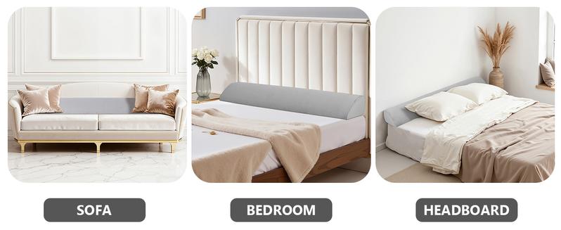 Bed Wedge Pillow for Headboard – High-Density Foam Fills Gaps (0-8") Between Mattress and Headboard, Wedge Pillow with Pockets for Phone & Remotes, Washable Cover