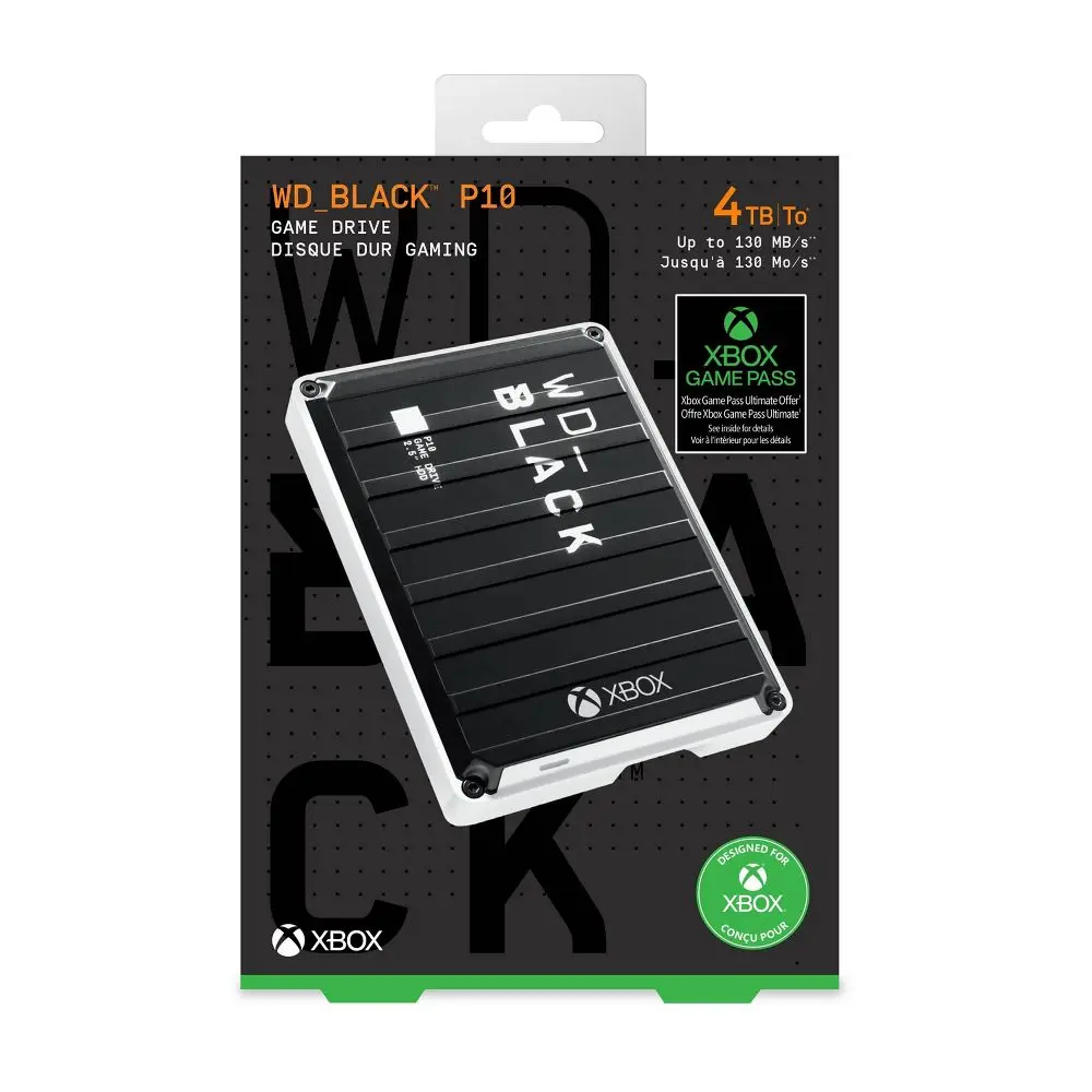Western Digital BLACK P10 Game Drive for Xbox 4TB External USB 3.2 Gen 1: HDD Compatible with Xbox Series
