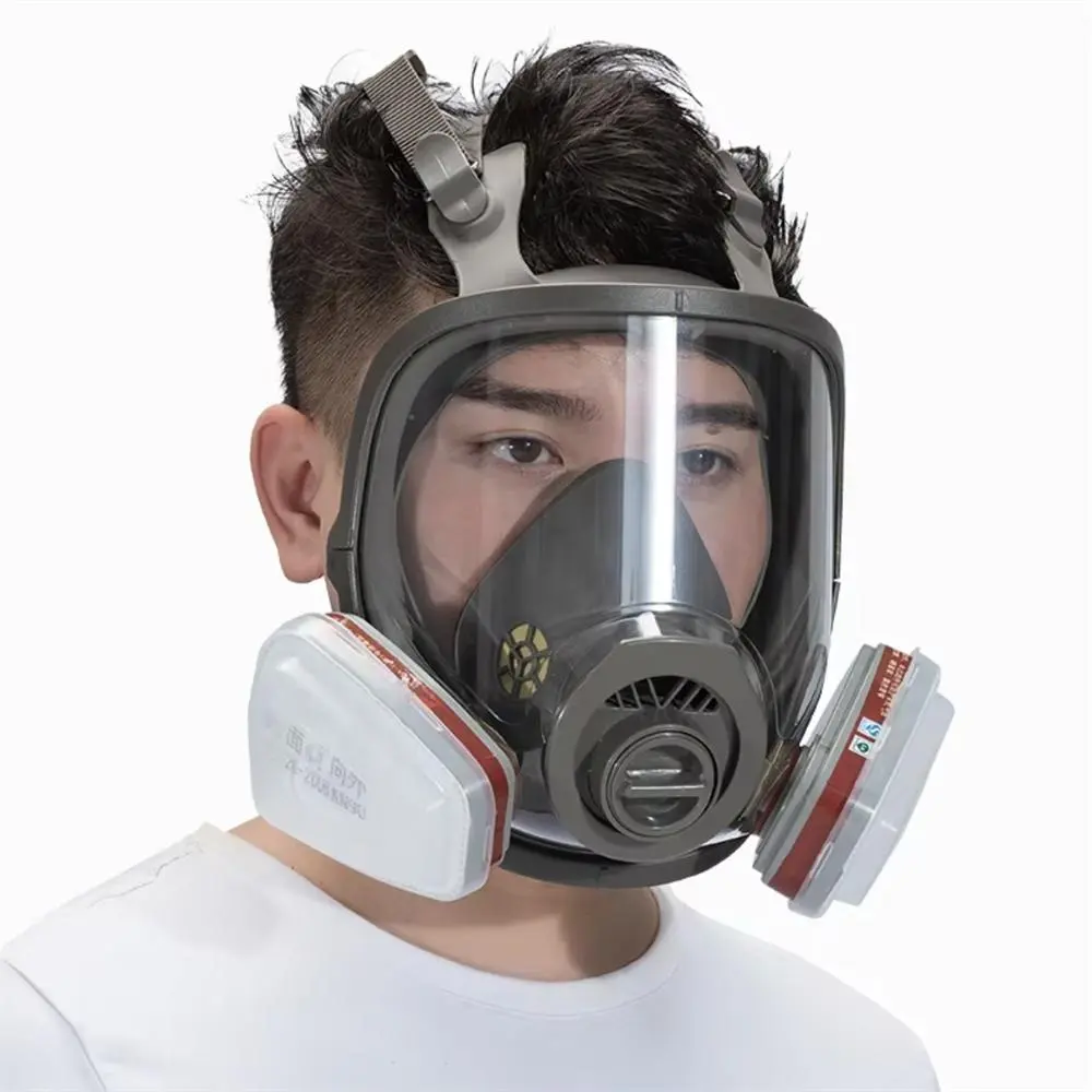 7 in 1 Full Face Gas Respirator Mask, Activated Carbon Filter for Gases Dust Organic Vapor Protection, Essential Safety Gear, Safety Equipment, Reusable Respirator Mask, Dustproof Gasproof Mask