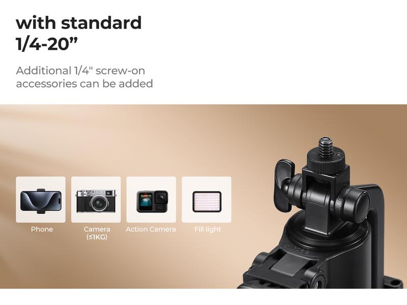 K&F CONCEPT Up to 71" Face Tracking Tripod Selfie Stick| 360° Rotation + Bluetooth Remote + Stand| 2 Fill Lights (Optional)| Black/White Textured (White Same as Black), for Travel/Live Streaming/Vloggers