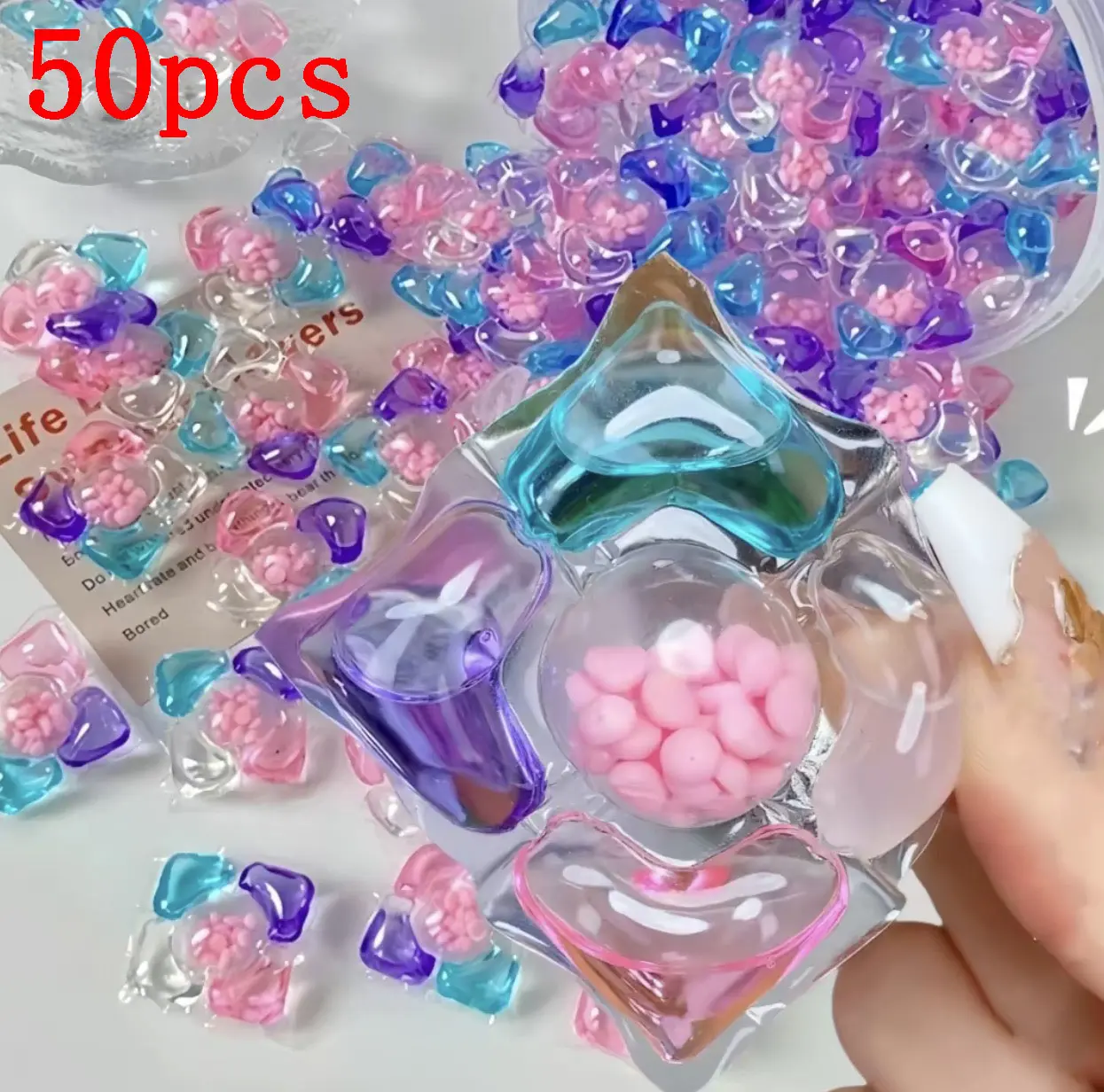 Changyi 50psc Multi-Functional Laundry Detergent Pods as Fabric Softener & Stain Remover for Fresh Fragrance Powerful Cleaning Household & College Dormitories Essential