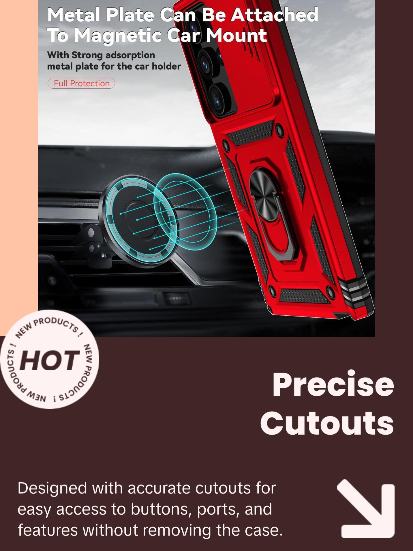 Sunstory Case for Samsung Galaxy S25 Ultra Case with HD Screen Protector & Kickstand & Slide Camera Cover,[ Military-Grade ] Protective Phone Case for Galaxy S25 Ultra 6.9",Red SunStory