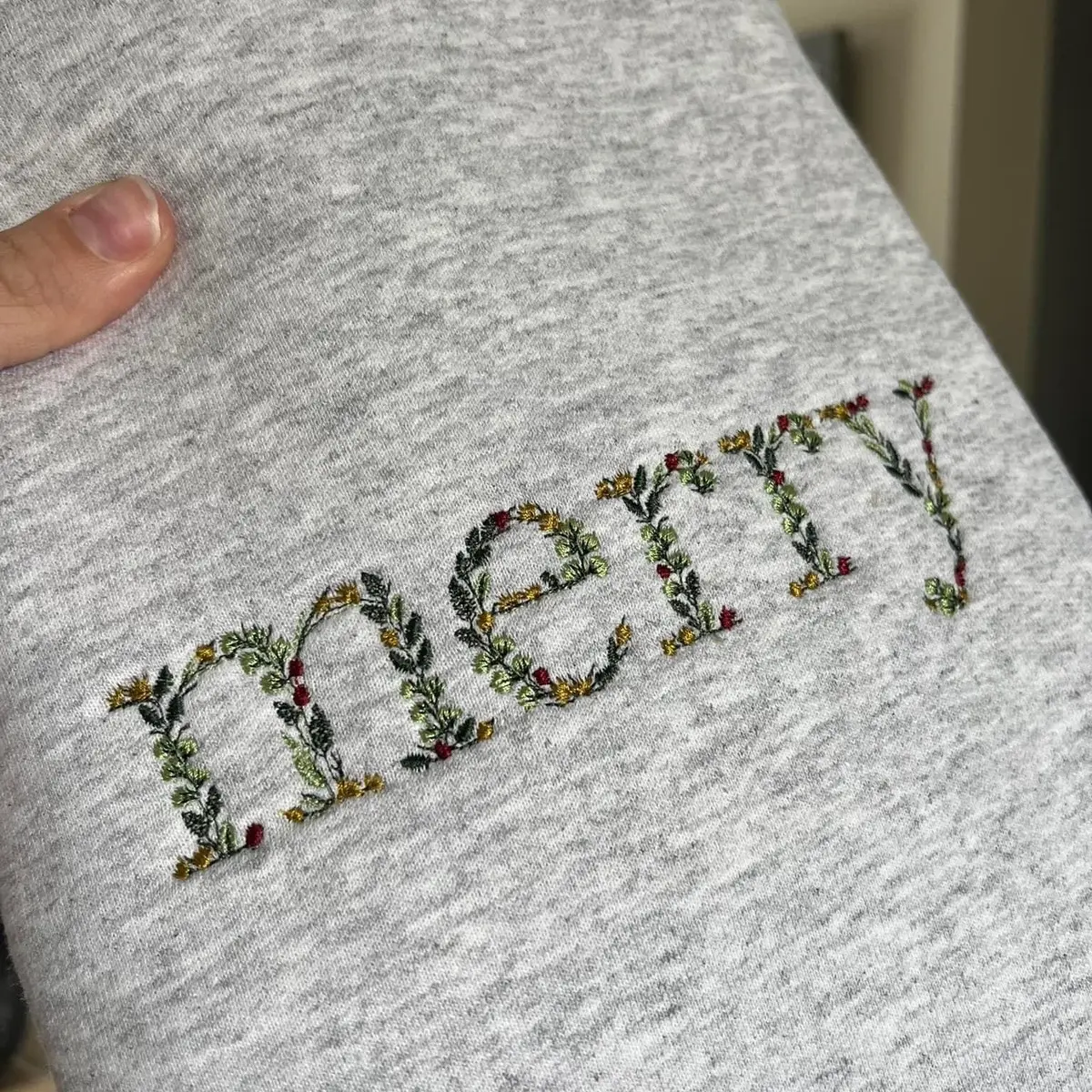 Embroidered merry crewneck